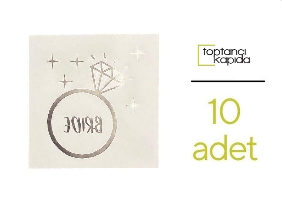 Bride Yüzüklü Dövme Gümüş Renk 10 Adet