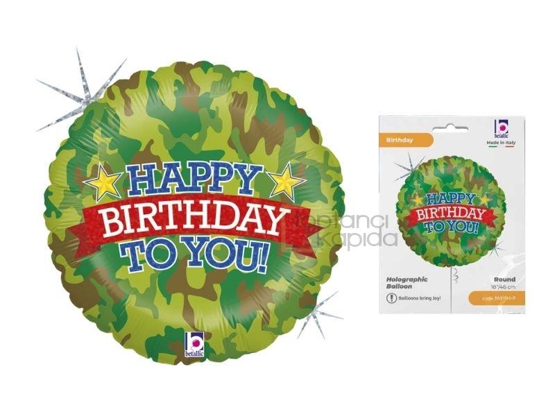 Camouflage Happyy Birthday Grabo Marka Folyo Balon