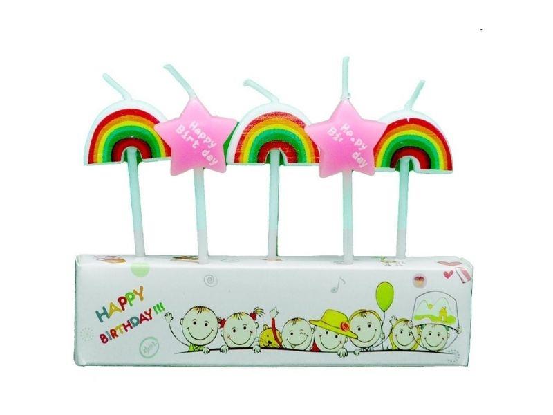 Gökkuşağı ve Yıldız  5'li Set Mum