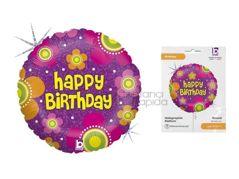 Happy Birthday Flowers Grabo Marka Folyo Balon