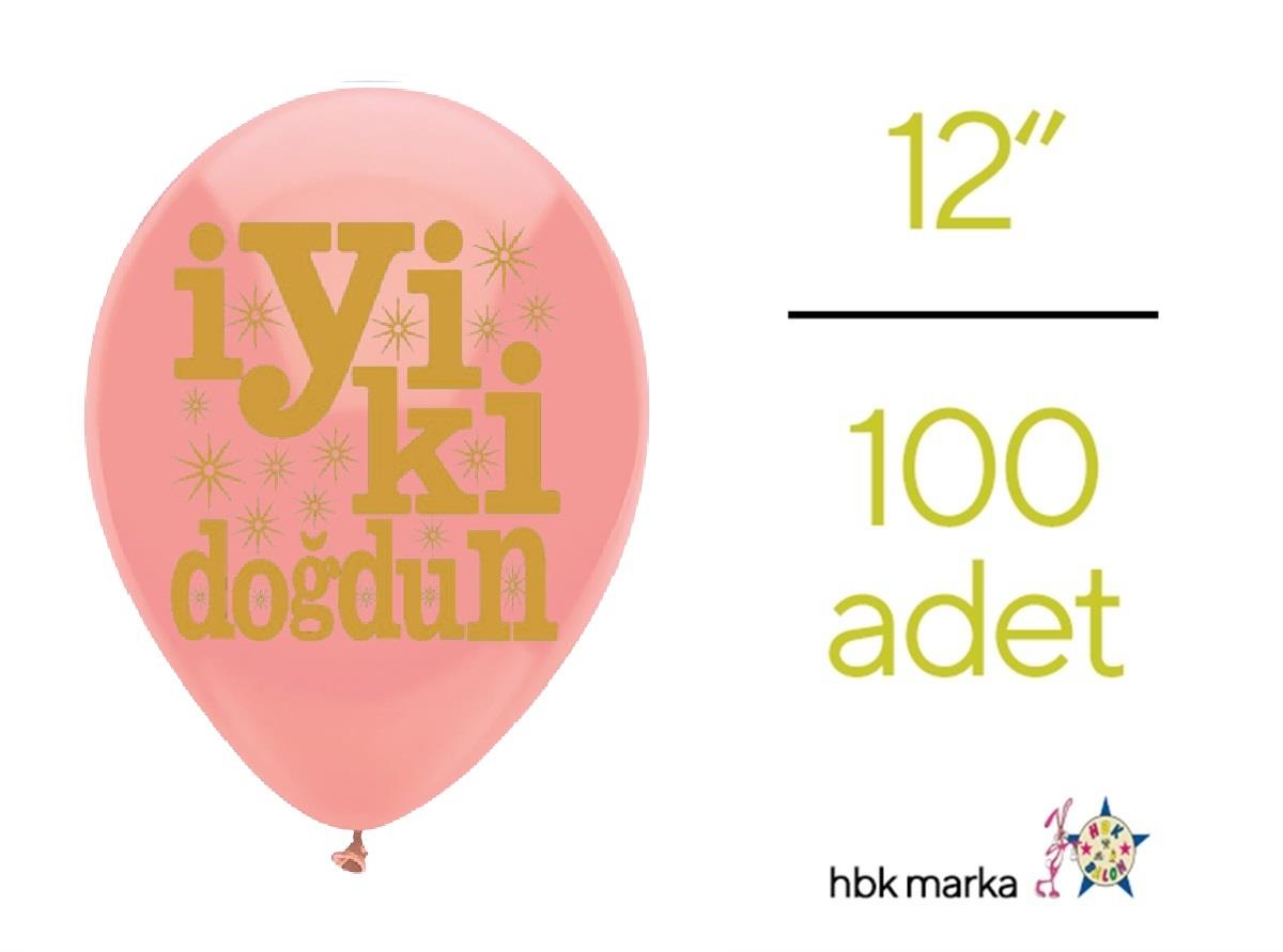 İyi ki Doğdun Baskılı Balon Pembe-Gold