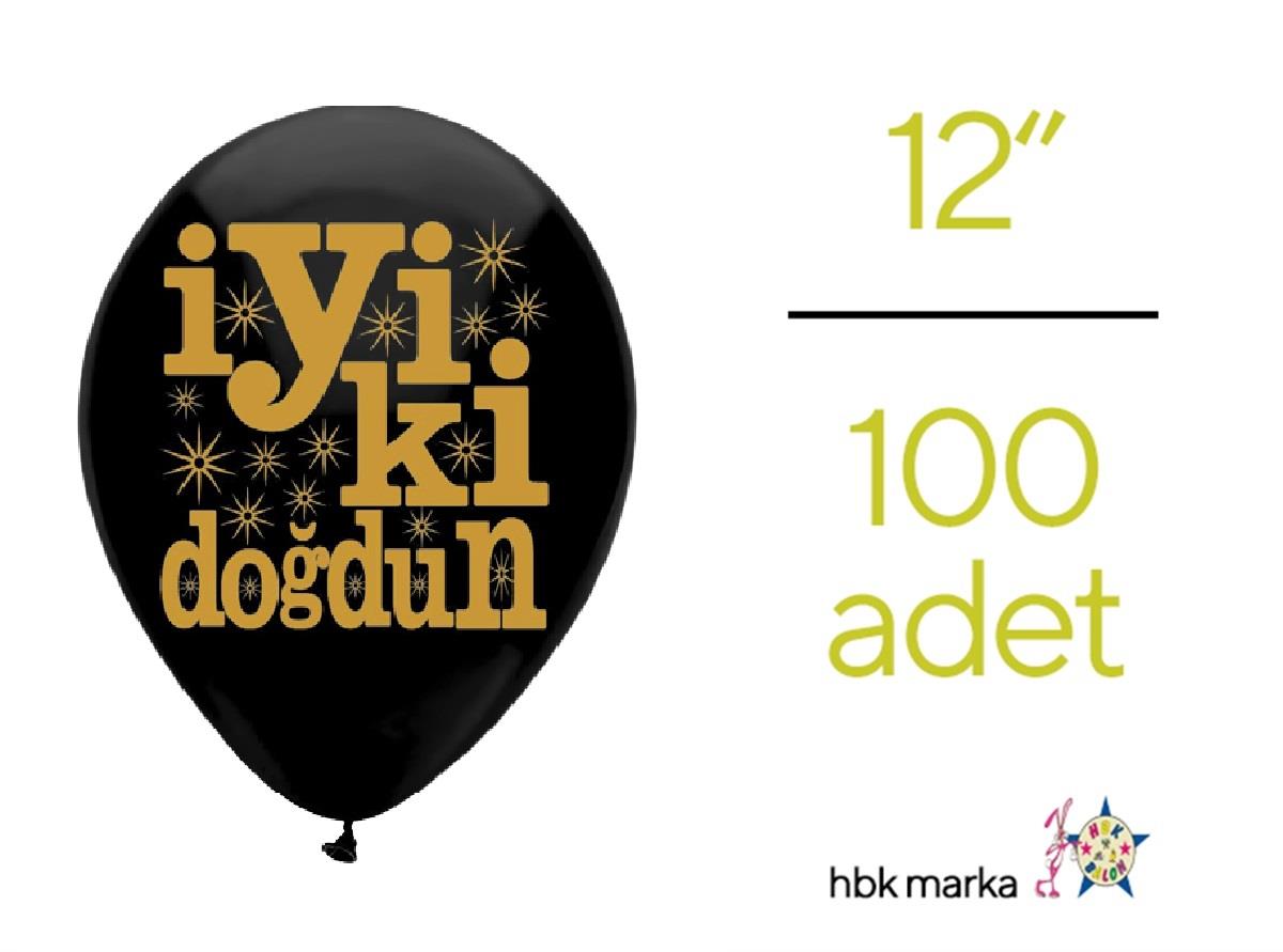 İyi ki Doğdun Baskılı Balon Siyah-Gold