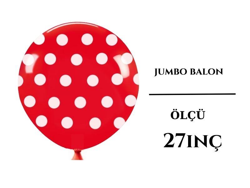 Kırmızı Beyaz Puanlı Jumbo Balon 27 İnç