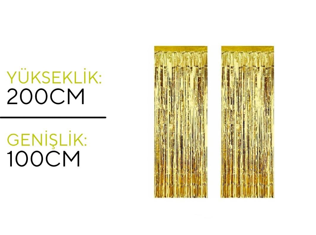 Metalize Arka Fon Perde Gold Renk