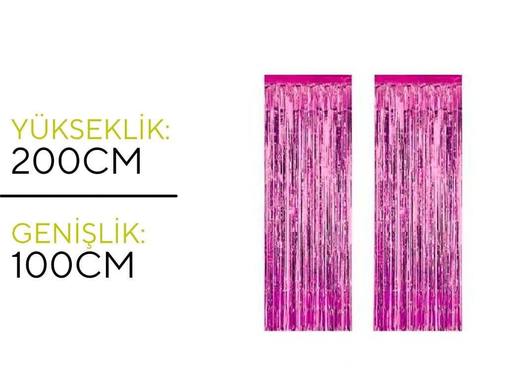 Metalize Arka Fon Perde Pembe Renk
