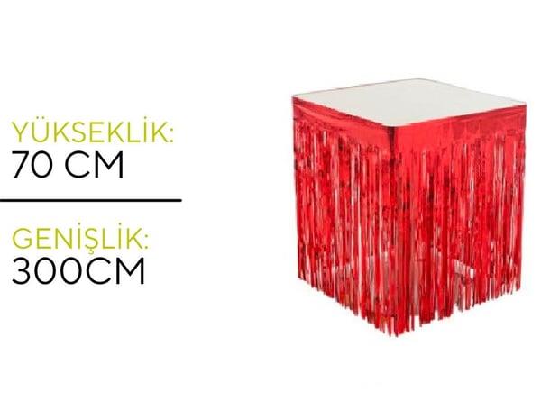Metalize Masa Eteği Kırmızı