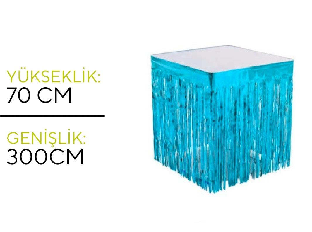 Metalize Masa Eteği Mavi Renk