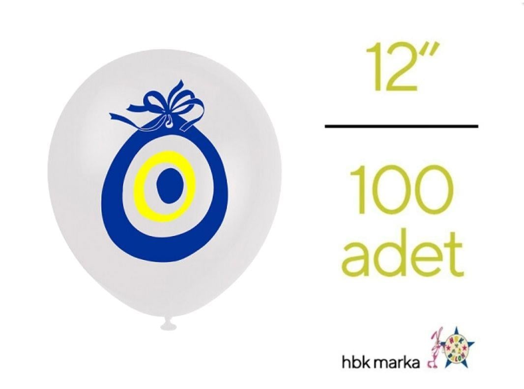 Nazar Boncuğu Baskılı Beyaz Balon