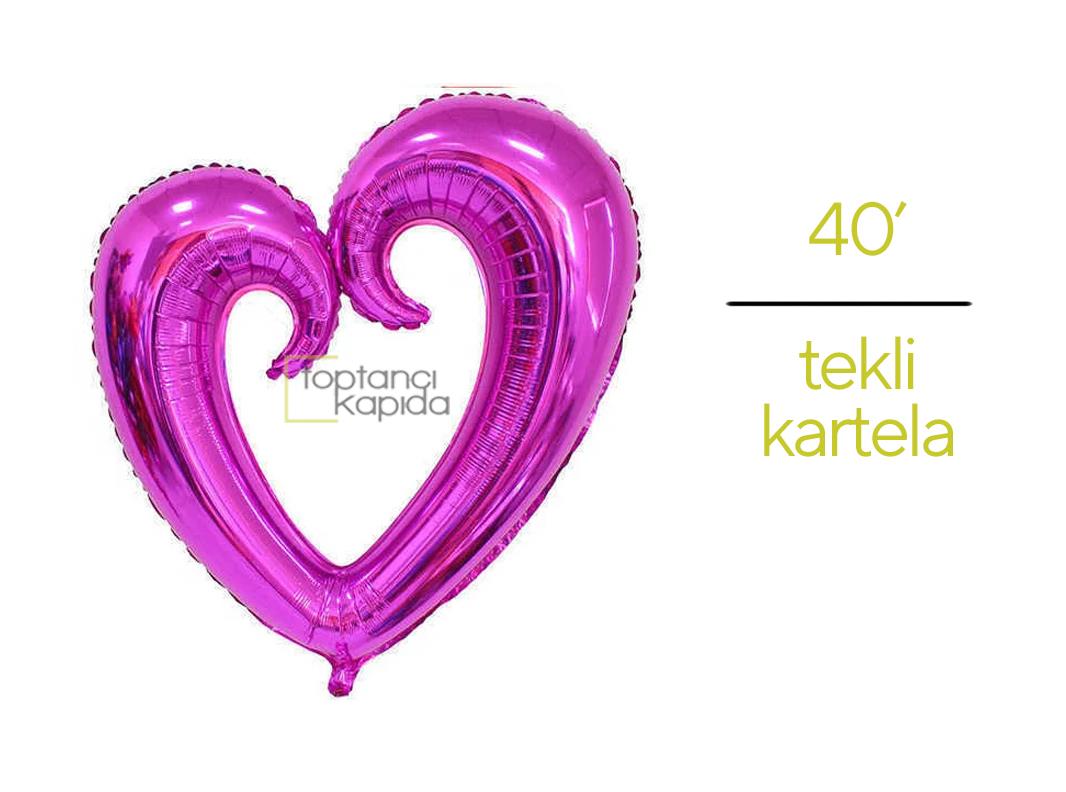 Ortası Boş Kalp Folyo Balon Fuşya Renk