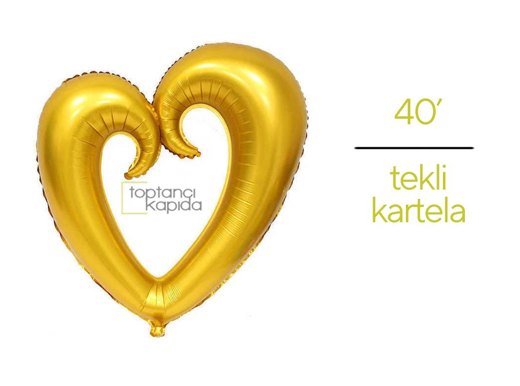 Ortası Boş Kalp Folyo Balon Gold Renk
