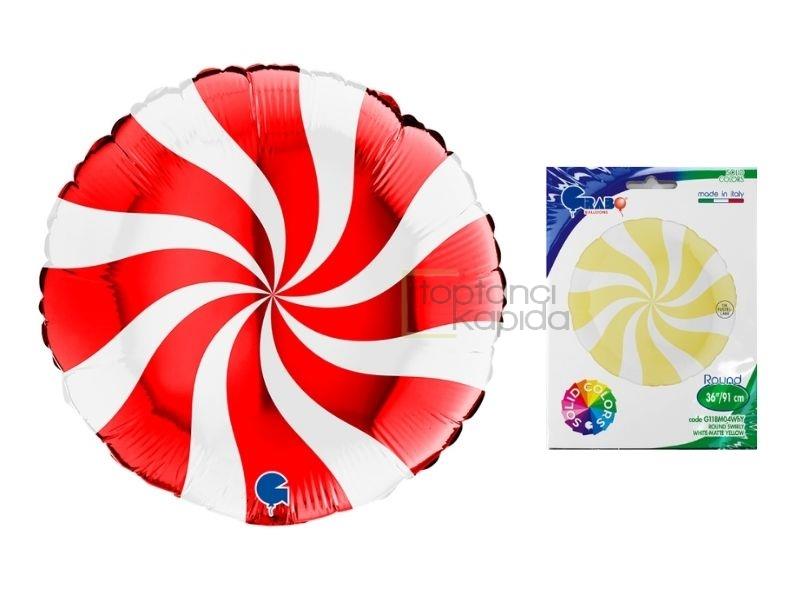 P. Round Swırly Red Grabo Marka Folyo Balon