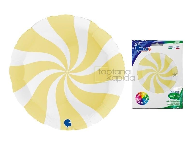 P. Round Swırly Yellow Grabo Marka Folyo Balon