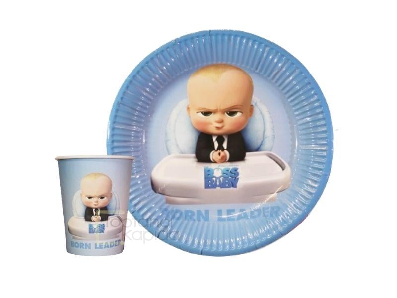 Patron Bebek Karton Tabak Bardak 8'li Set