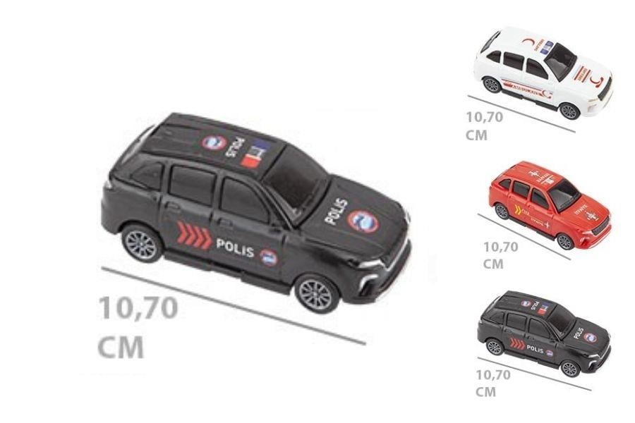 Plastik Çek Bırak Polis ve Ambulans Araba Karışık 11 CM