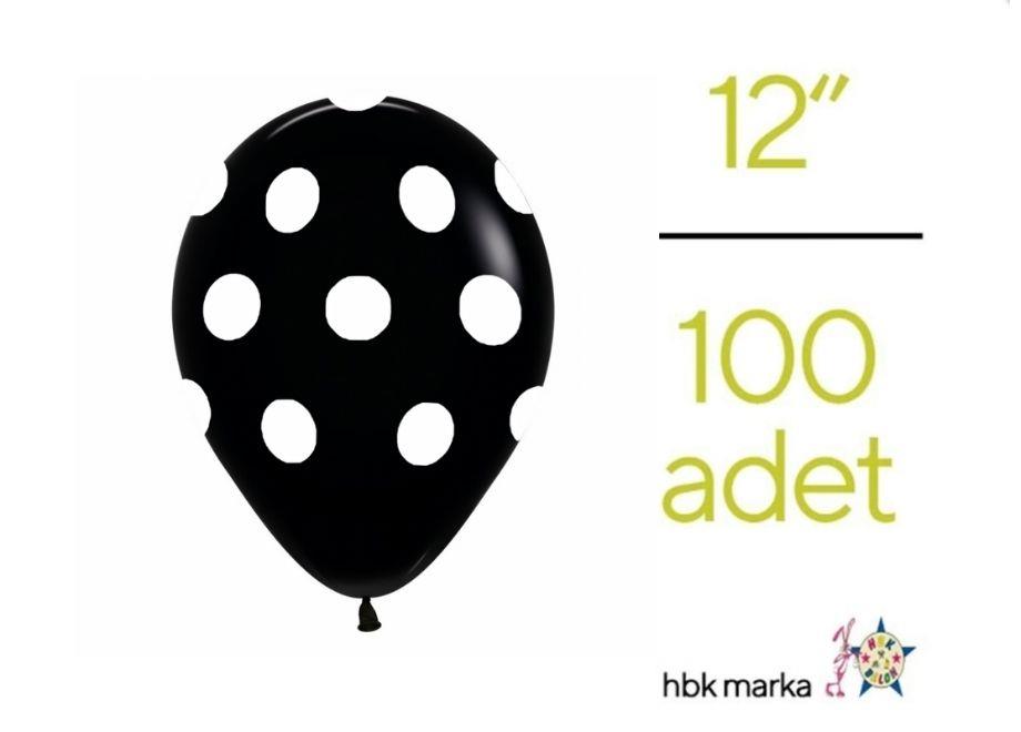Puantiyeli Balon Siyah-Beyaz Renk 