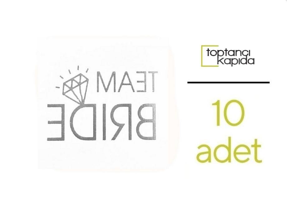 Team Bride Pırlantalı Dövme Gümüş Renk 10 Adet