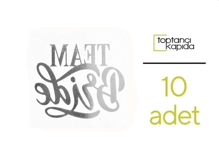 Team Bride Pırlantalı Dövme Gümüş Renk 10 Adet