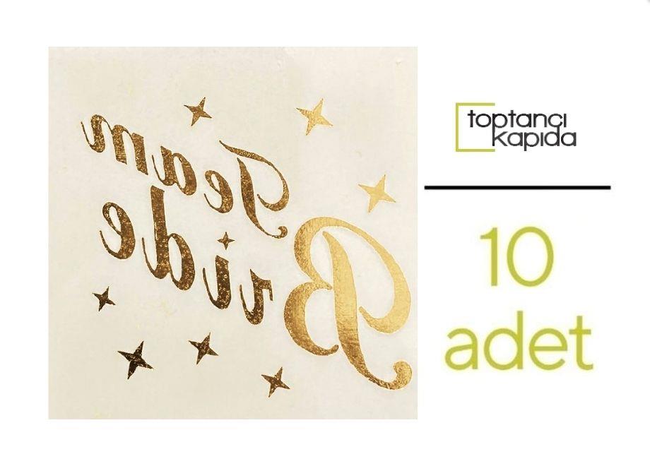 Team Bride Yıldızlı Dövme Gold Renk 10 Adet