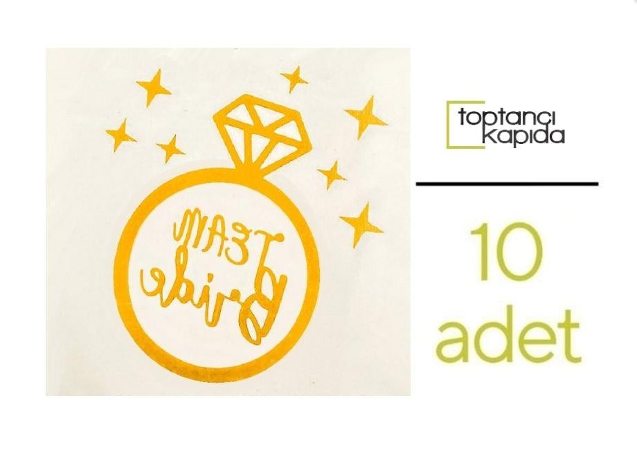 Team Bride Yüzüklü Dövme Gold Renk 10 Adet