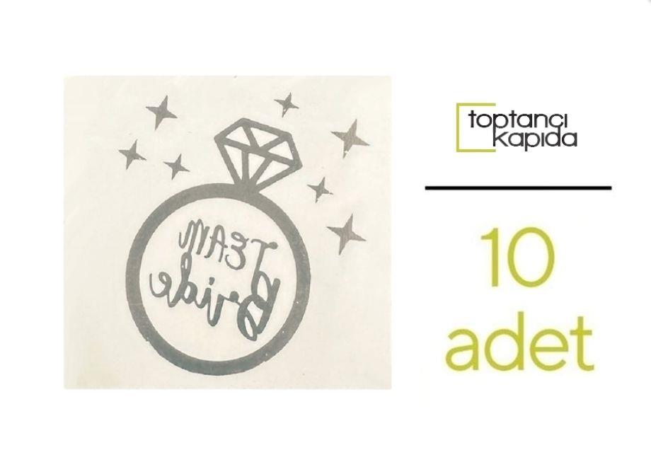 Team Bride Yüzüklü Dövme Gümüş Renk 10 Adet