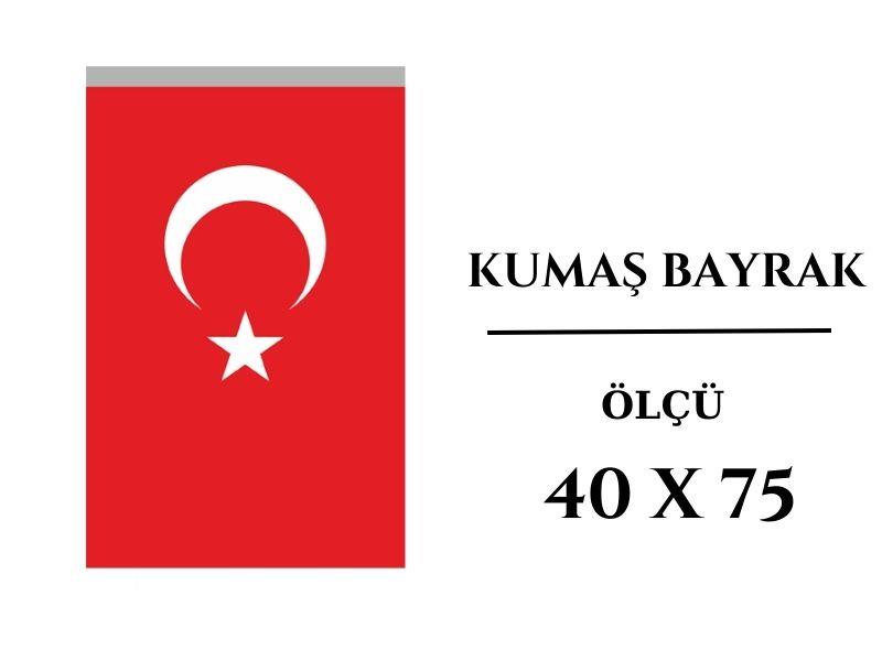 Türk Bayrağı (Kumaş - Kutulu) 40x75CM