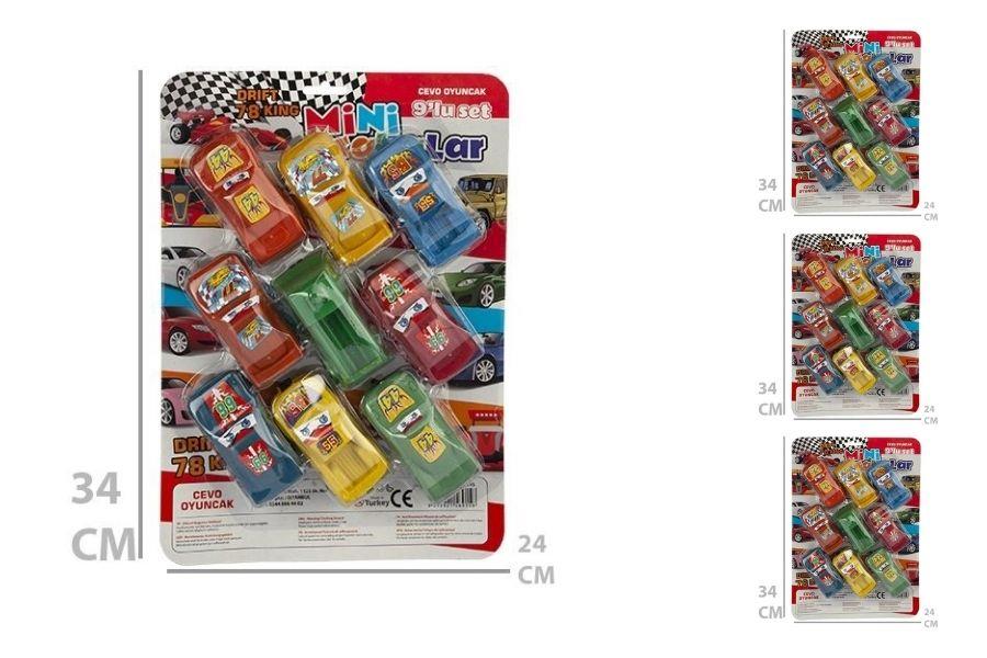 Yarış Araba Seti Kartelalı 9'lu Set