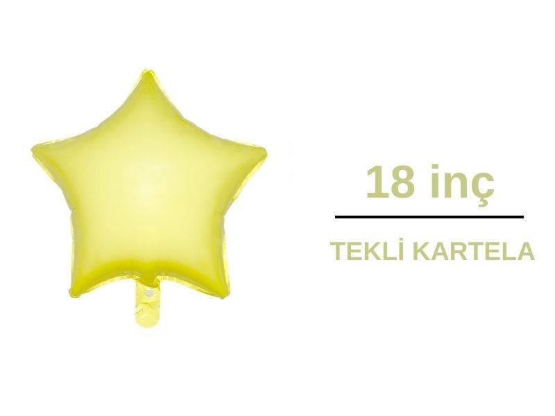 Yıldız Folyo Balon Makaron Sarı 18inç