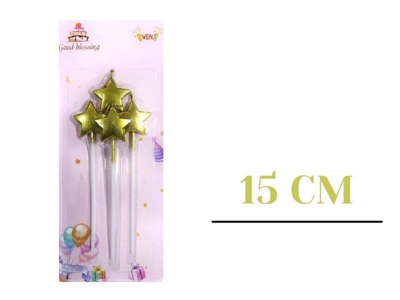 Yıldız Model Çubuklu Mum 4'lü Set Gold Renk