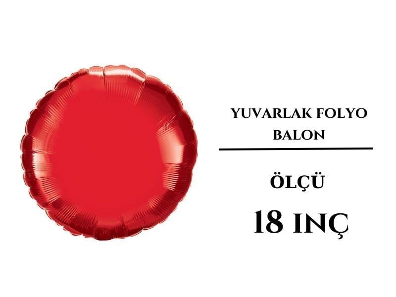 Yuvarlak Folyo Balon Kırmızı 18 inç