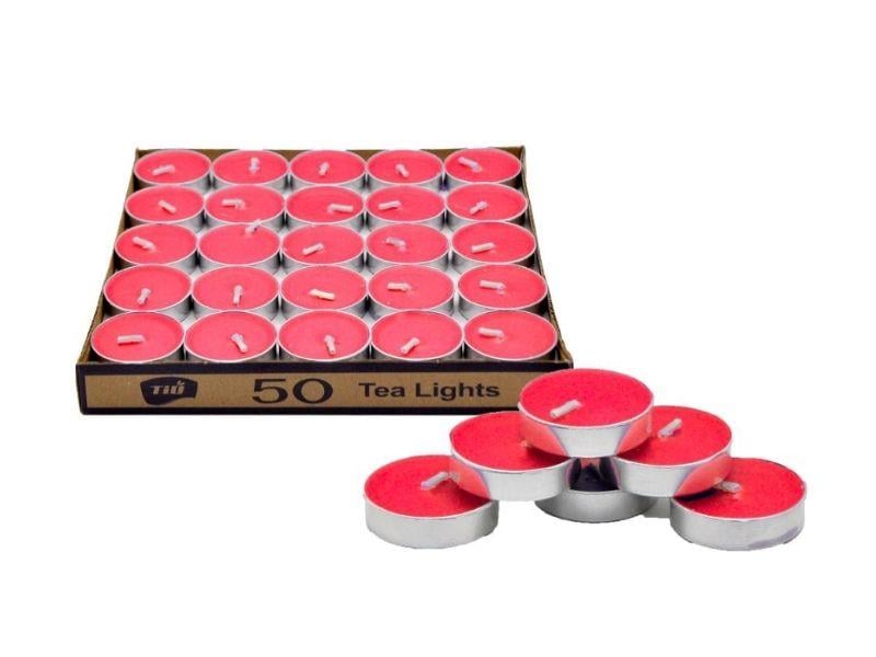 Yuvarlak Tea Light Mum 50'li Kırmızı Renk
