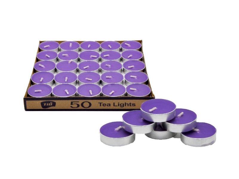 Yuvarlak Tea Light Mum 50'li Mor Renk