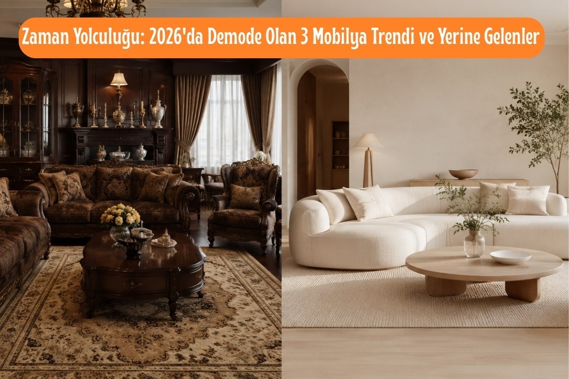 2026'da demode olan mobilya trendleri ve yerine gelen modern salon dekorasyonu karşılaştırması