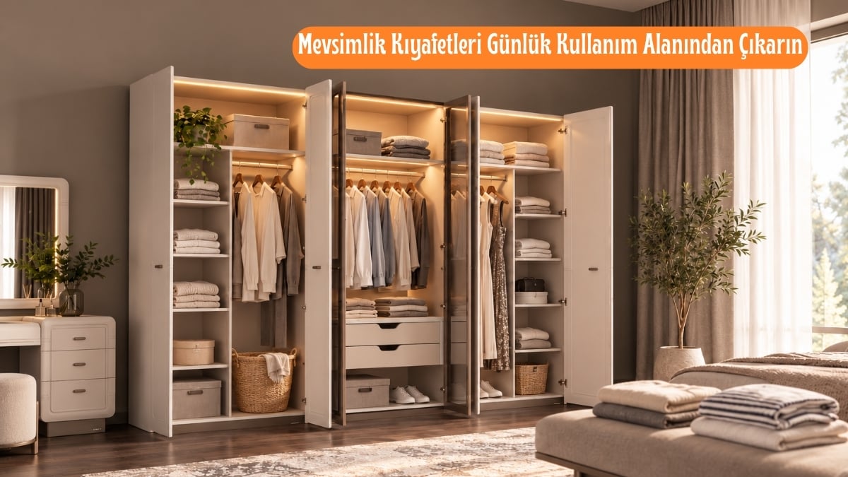 Çamaşır katlama ve yerleştirmeyi kolaylaştıran düzenli gardırop