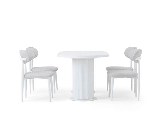 160lık Bohem Elips Açılır Masa Takımı(Lake Düz Beyaz)