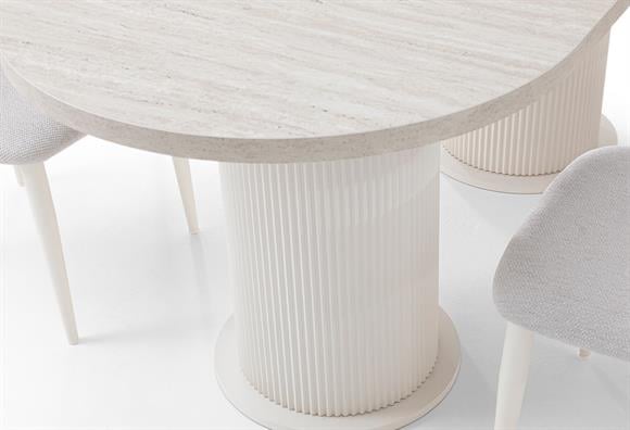 175lık Bohem Elips Açılır Masa Takımı (Traverten)