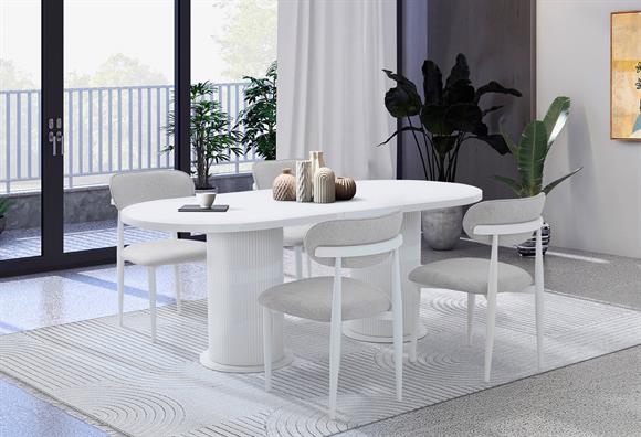 175lık Bohem Elips Açılır Masa Takımı (Traverten)