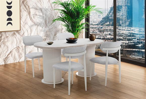 175lık Bohem Elips Açılır Masa Takımı (Traverten)