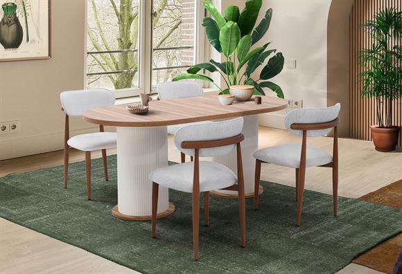 175lık Bohem Elips Açılır Masa Takımı (Dut)