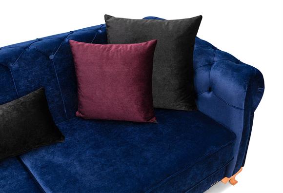 Aden Üçlü Koltuk (Ceviz Ayaklı / Lacivert)