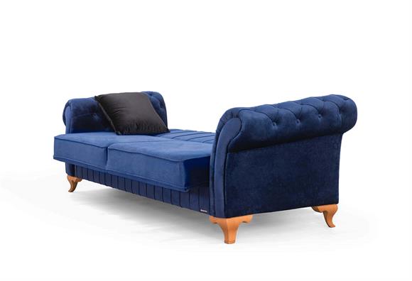 Aden Üçlü Koltuk (Ceviz Ayaklı / Lacivert)