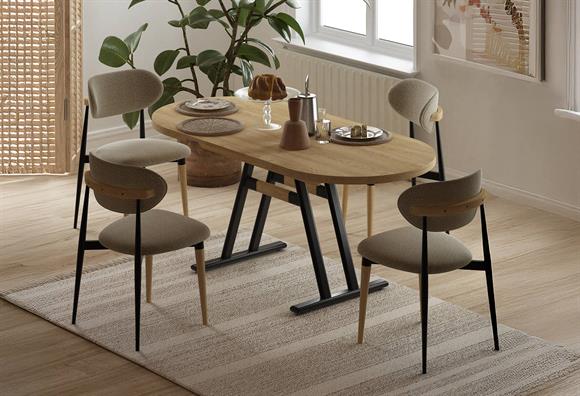 Afyon 80X140 Masa Takımı-4 Sandalyeli(Siyah/Naturel)