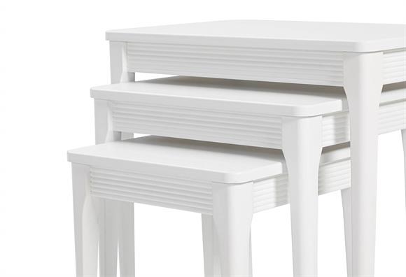 Asil Zigon Sehpa Takımı (Beyaz Ayak-Beyaz)