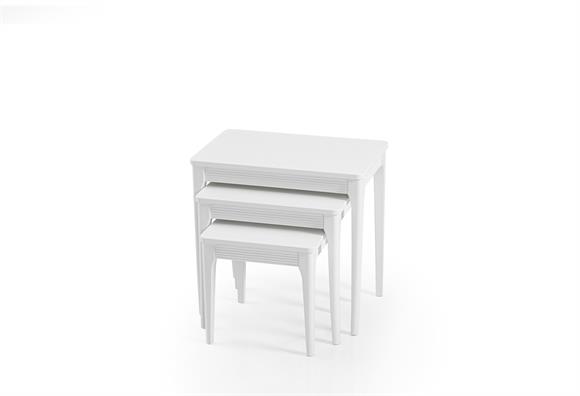 Asil Zigon Sehpa Takımı (Beyaz Ayak-Beyaz)