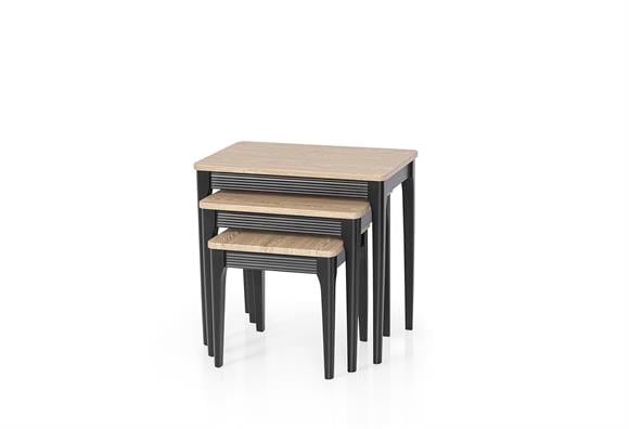 Asil Zigon Sehpa Takımı (Siyah Ayak-Meşe)