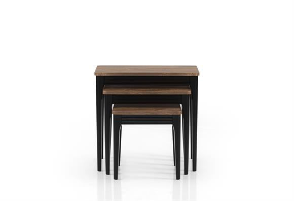 Asil Zigon Sehpa Takımı (Siyah Ayak-Ceviz)