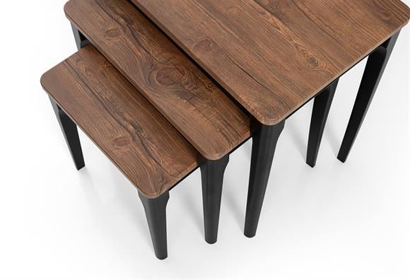 Asil Zigon Sehpa Takımı (Siyah Ayak-Ceviz)