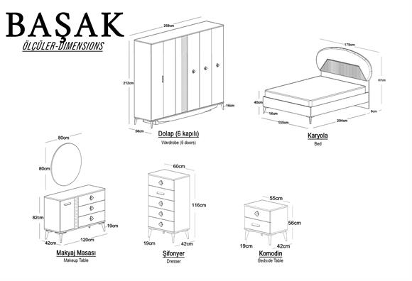 Başak 6 Kapılı Yatak Odası Takımı