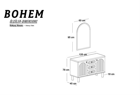Bohem Makyaj Masası Takımı