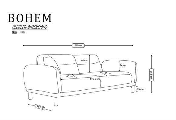 Bohem Üçlü Koltuk (Kiremit)