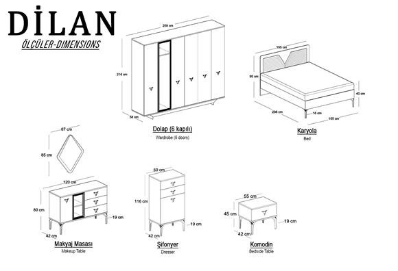 Dilan 6 Kapılı Yatak Odası Takımı